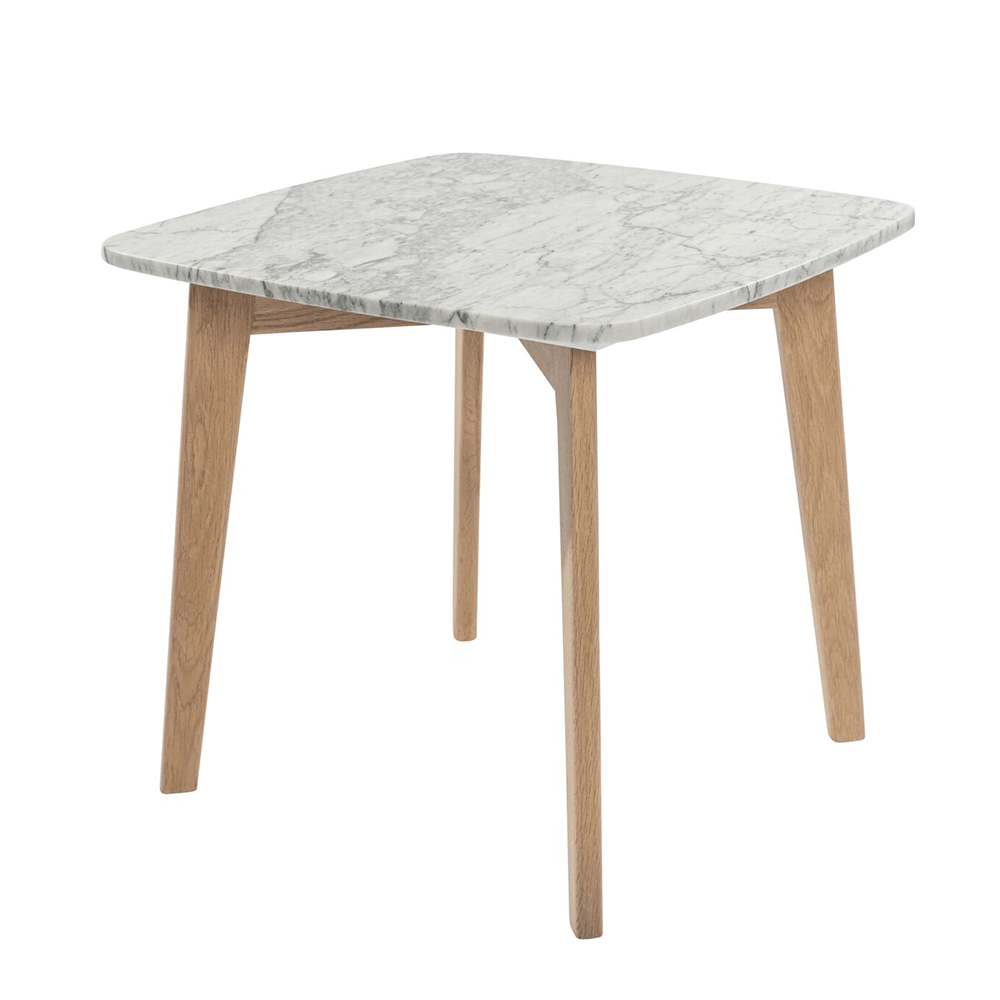 Gavia 19.5" Square Italian Carrara White Marble Side Table with Legs End table The Bianco Collection 