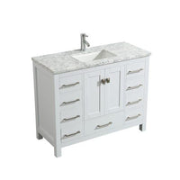 Thumbnail for Eviva Hampton 36″ x 18″ White Transitional Bathroom Vanity w/ White Carrara Top Vanity Eviva 