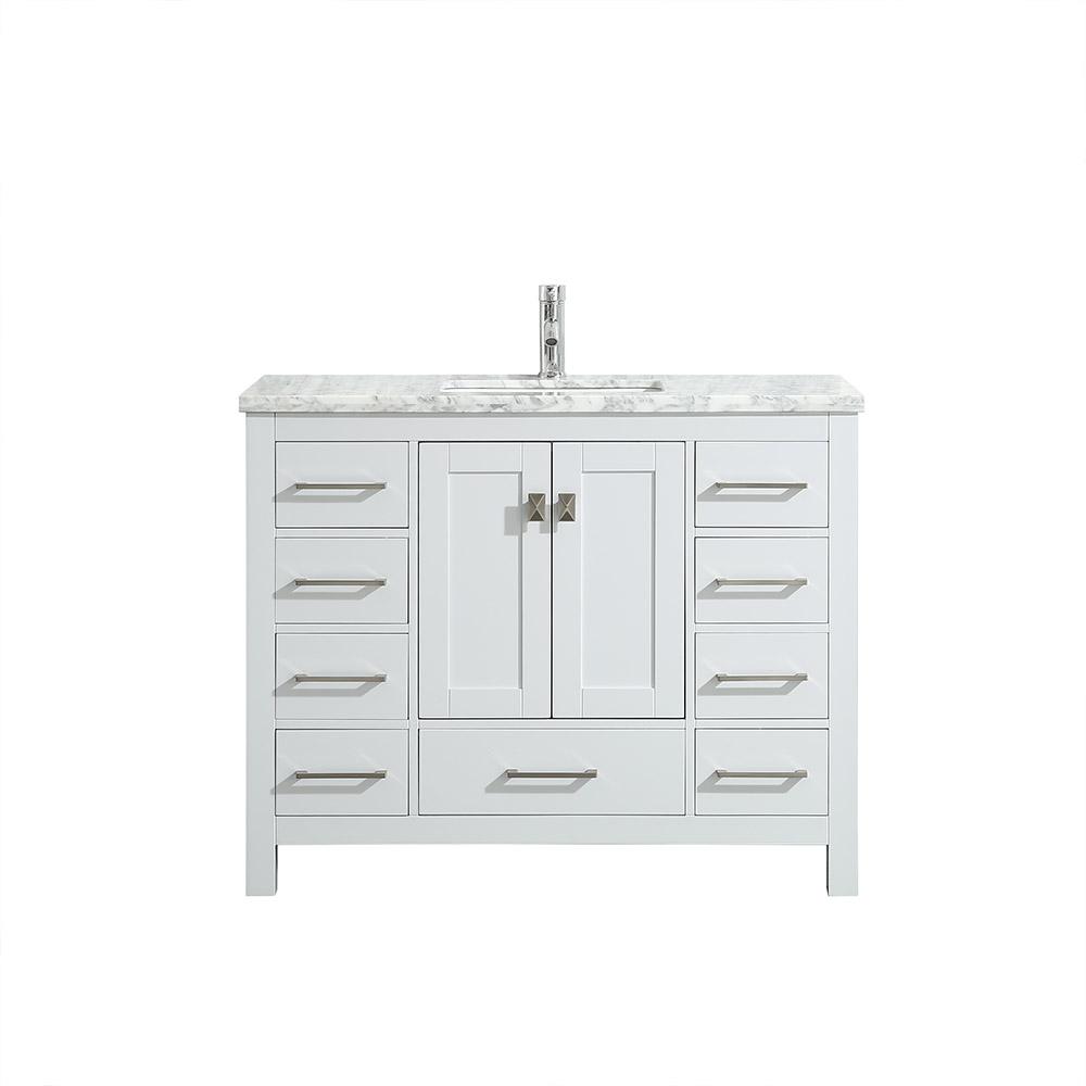 Eviva Hampton 36″ x 18″ White Transitional Bathroom Vanity w/ White Carrara Top Vanity Eviva 