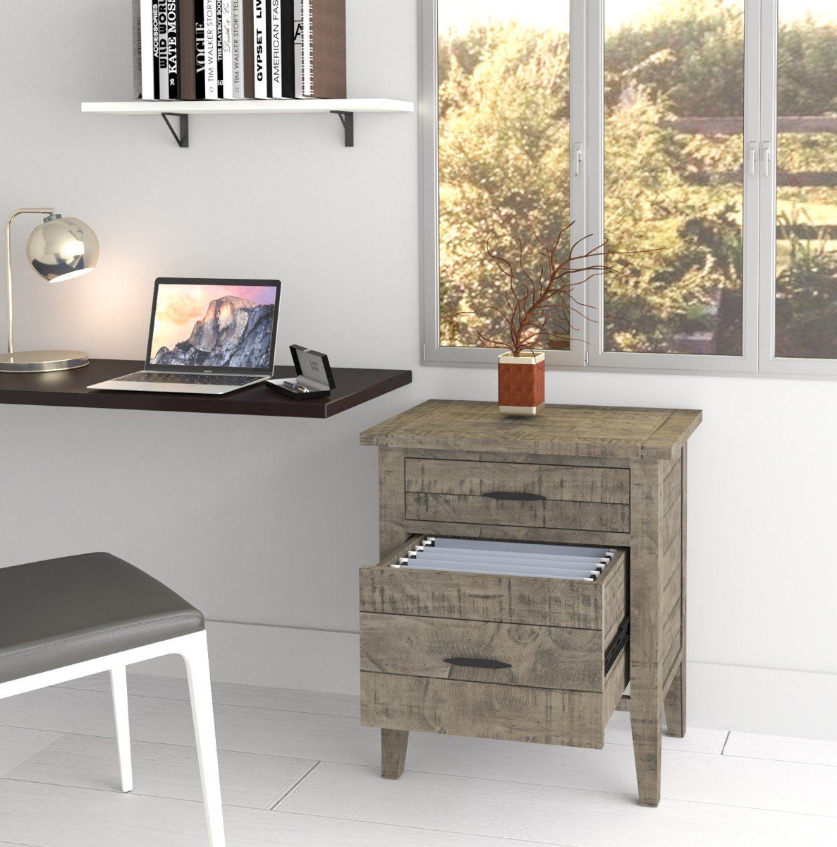 Ashford 25" Reclaimed Wood Filing Cabinet with Two Drawers Filing Cabinet AndMakers 