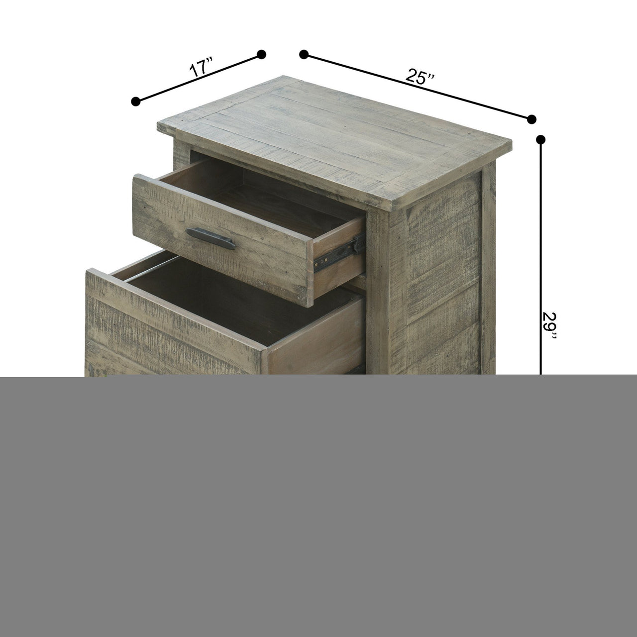 Ashford 25" Reclaimed Wood Filing Cabinet with Two Drawers Filing Cabinet AndMakers 
