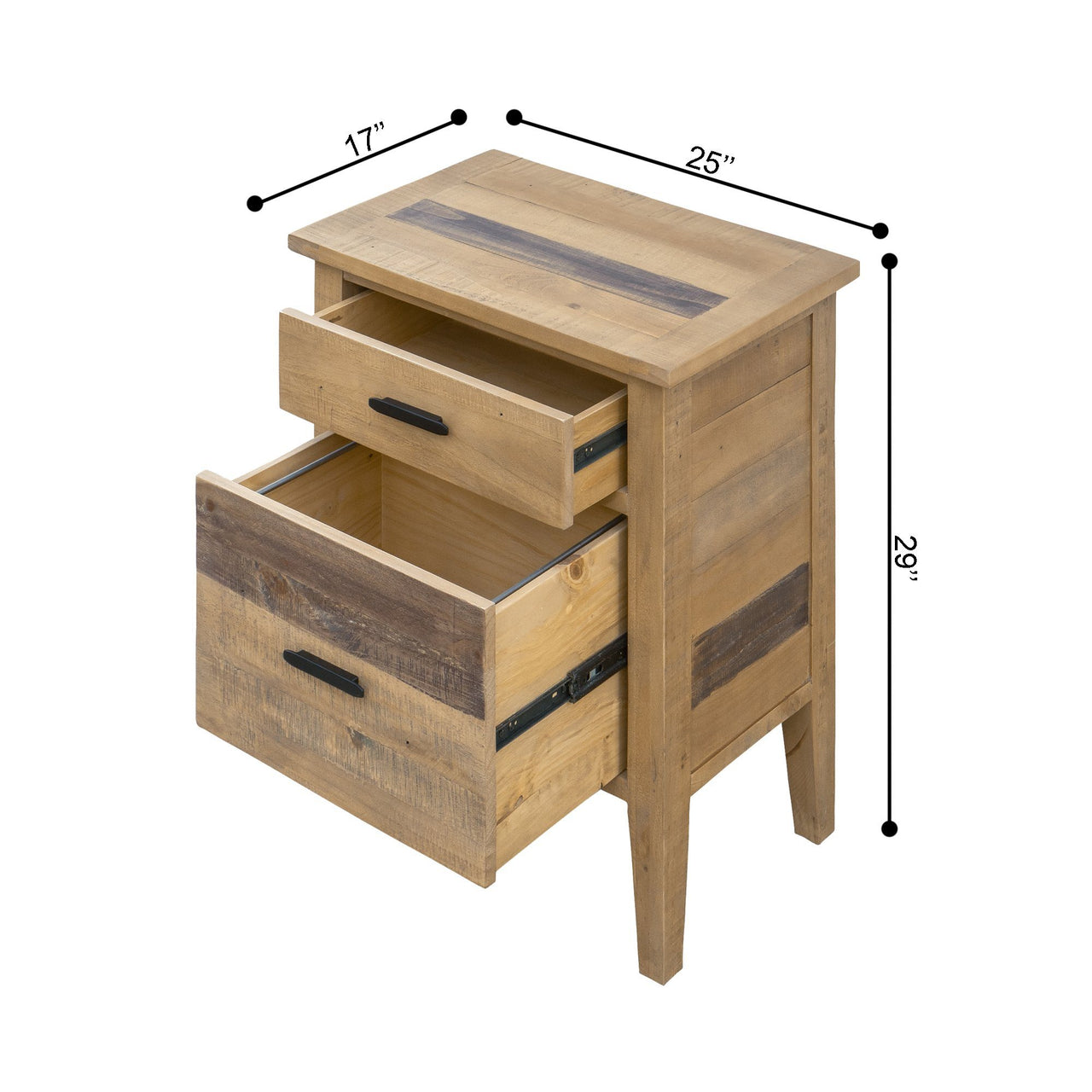 Ashford 25" Reclaimed Wood Filing Cabinet with Two Drawers Filing Cabinet AndMakers 
