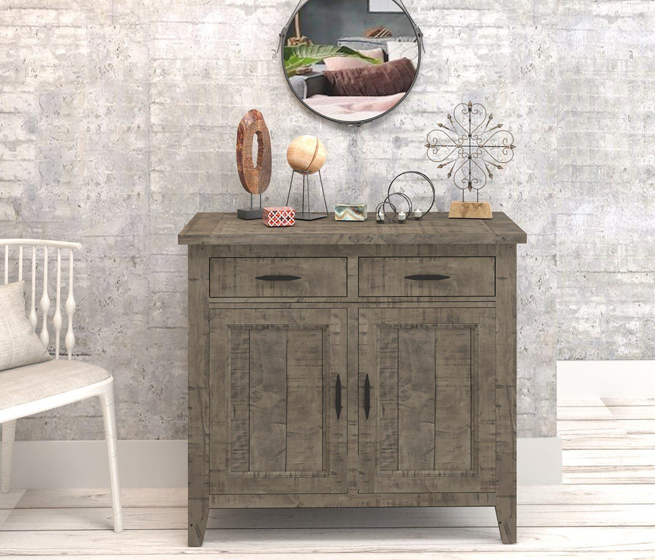Ashford 39" Reclaimed Wood Storage Sideboard with Two Drawers and Doors Sideboard AndMakers 