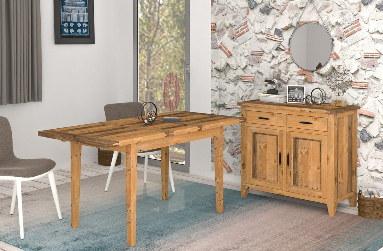 Ashford 2 Pieces Reclaimed Wood Extentsion Dining Table and Sideboard in Brown Dining Table AndMakers 