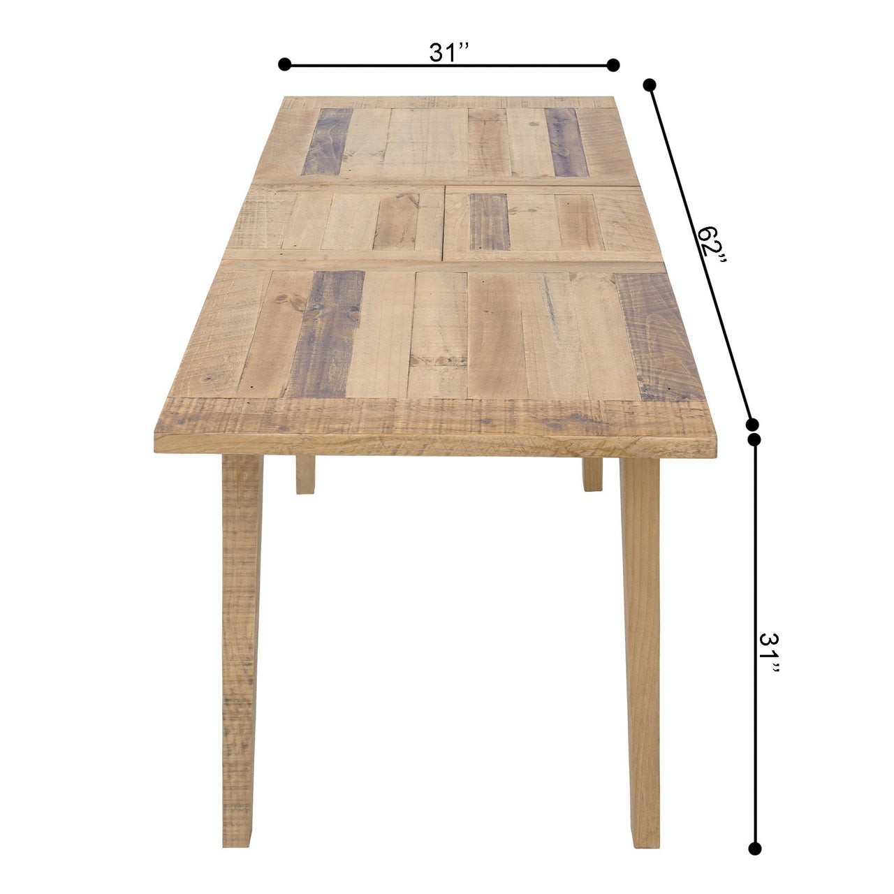 Ashford 62" Reclaimed Wood Rectangular Extension Dining Table Dining Table AndMakers 