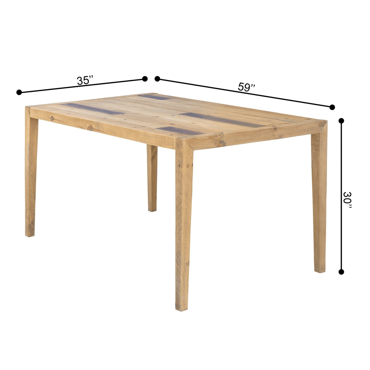 Ashford 59" Reclaimed Wood Rectangular Dining Table Dining Table AndMakers 