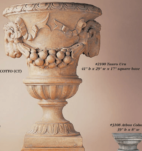 Tauro Urn Cast Stone Outdoor Garden Planter Planter Tuscan 