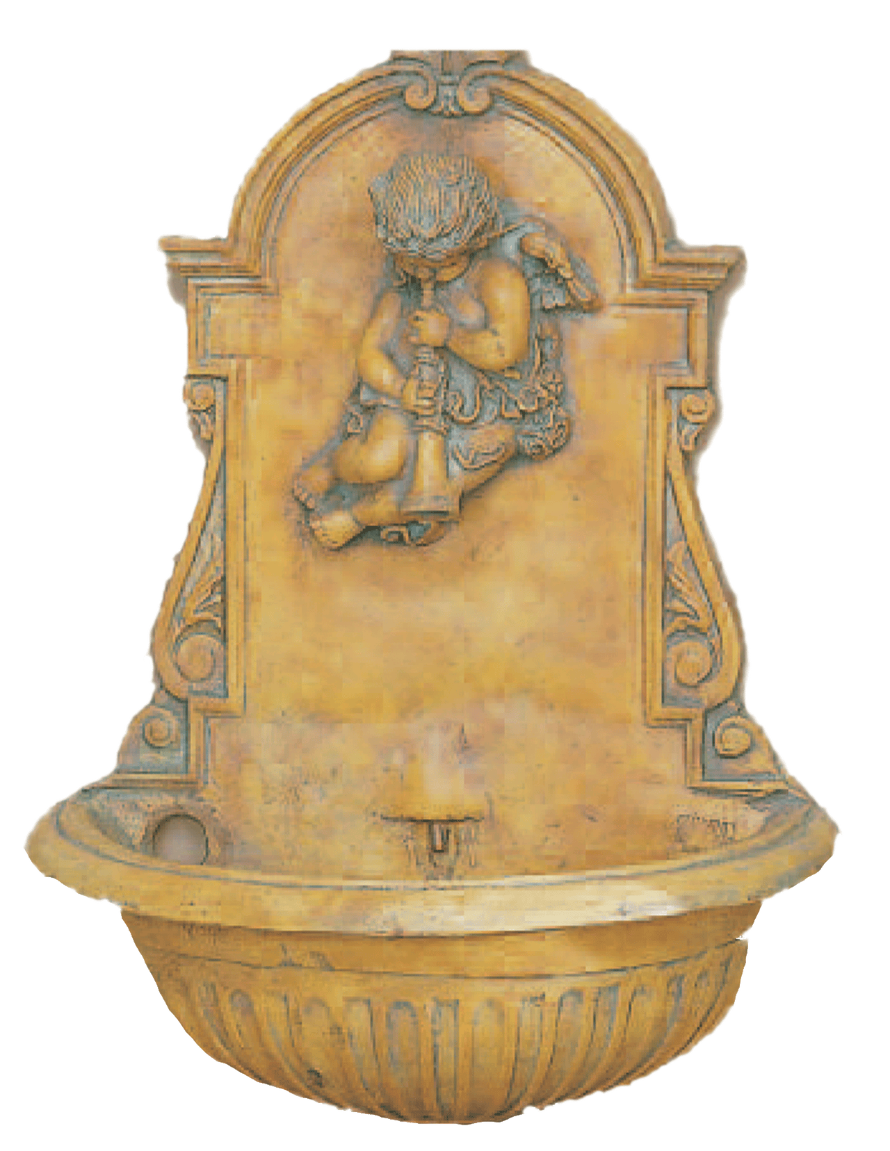 Trumpet Angel Cast Stone Outdoor Garden Fountain Fountain Tuscan 