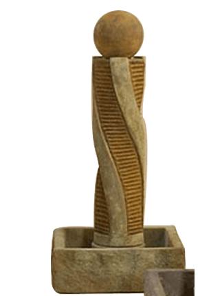 Twist Texture Outdoor Cast Stone Garden Fountain With Ball Fountain Tuscan 