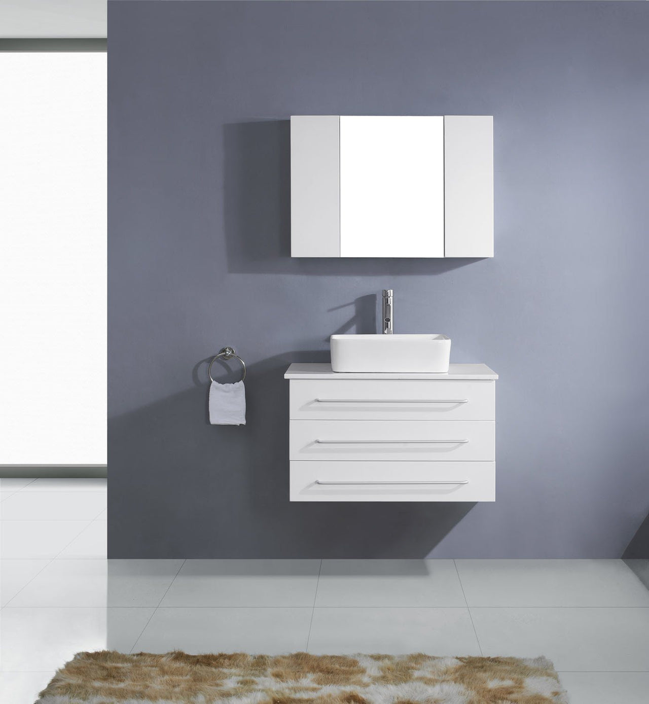 Virtu USA Ivy 36" Single Square Sink White Top Vanity with Polished Chrome Faucet and Mirror Vanity Virtu USA 