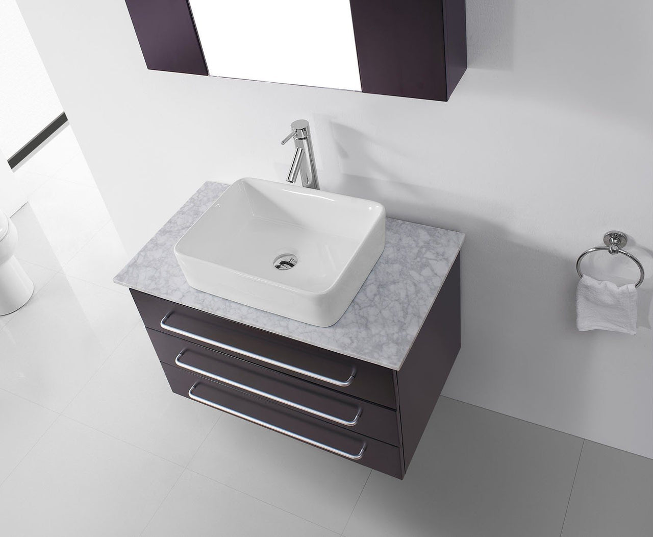 Virtu USA Ivy 36" Single Square Sink Espresso Top Vanity with Polished Chrome Faucet and Mirror Vanity Virtu USA 