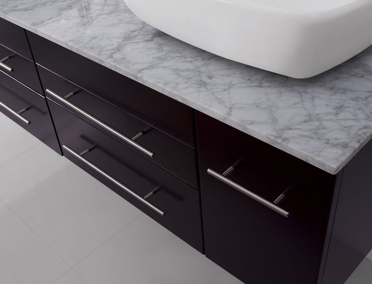 Virtu USA Augustine 59" Double Square Sink Espresso Top Vanity in Espresso with Polished Chrome Faucet and Mirrors Vanity Virtu USA 