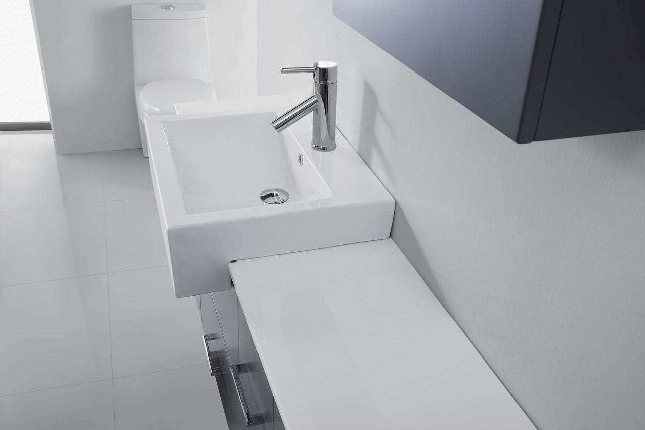 Virtu USA Hazel 55" Single Square Sink Grey Top Vanity in Grey with Brushed Nickel Faucet and Mirror Vanity Virtu USA 