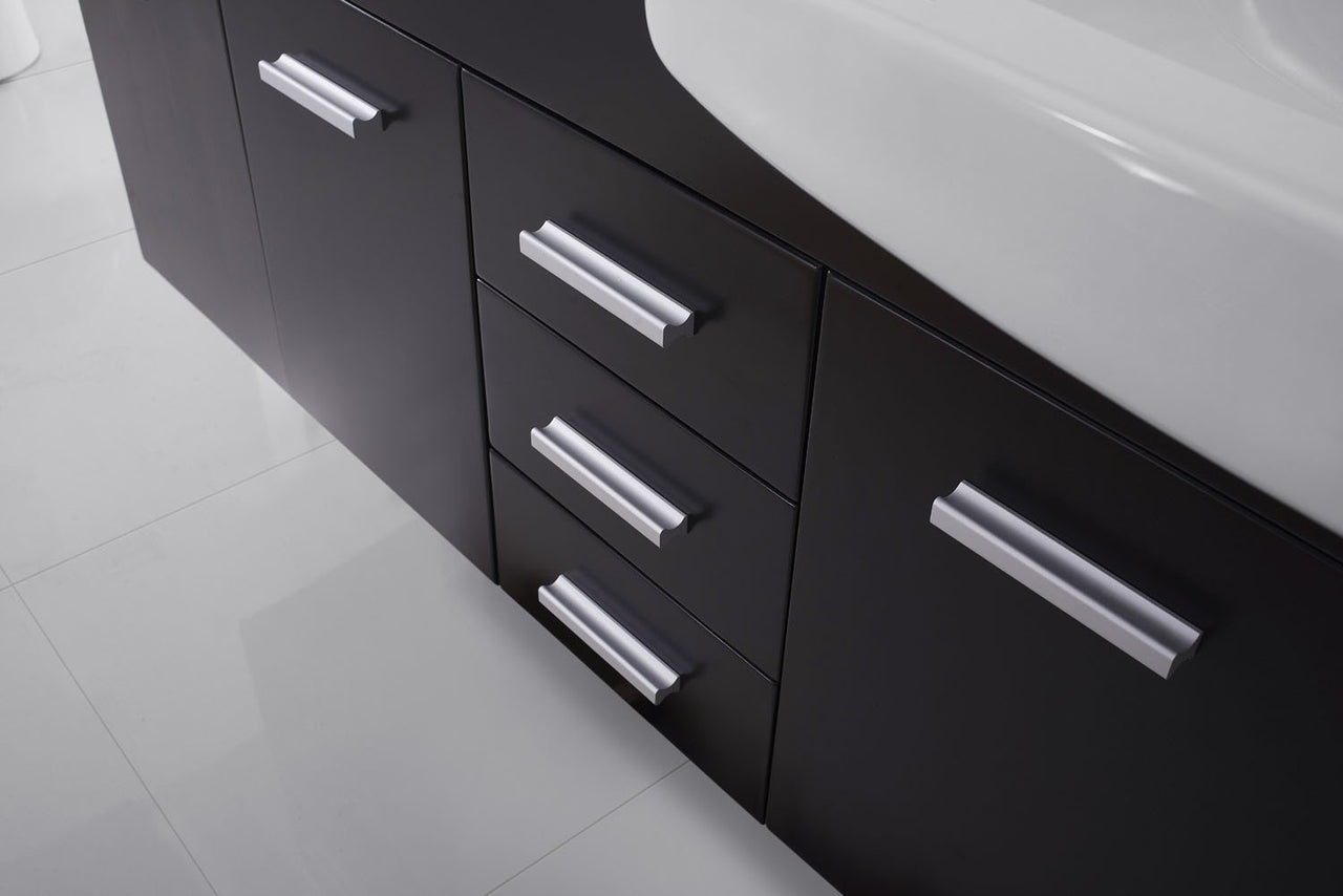 Virtu USA Ophelia 59" Double Square Sink Espresso Top Vanity in Espresso with Polished Chrome Faucet and Mirrors Vanity Virtu USA 