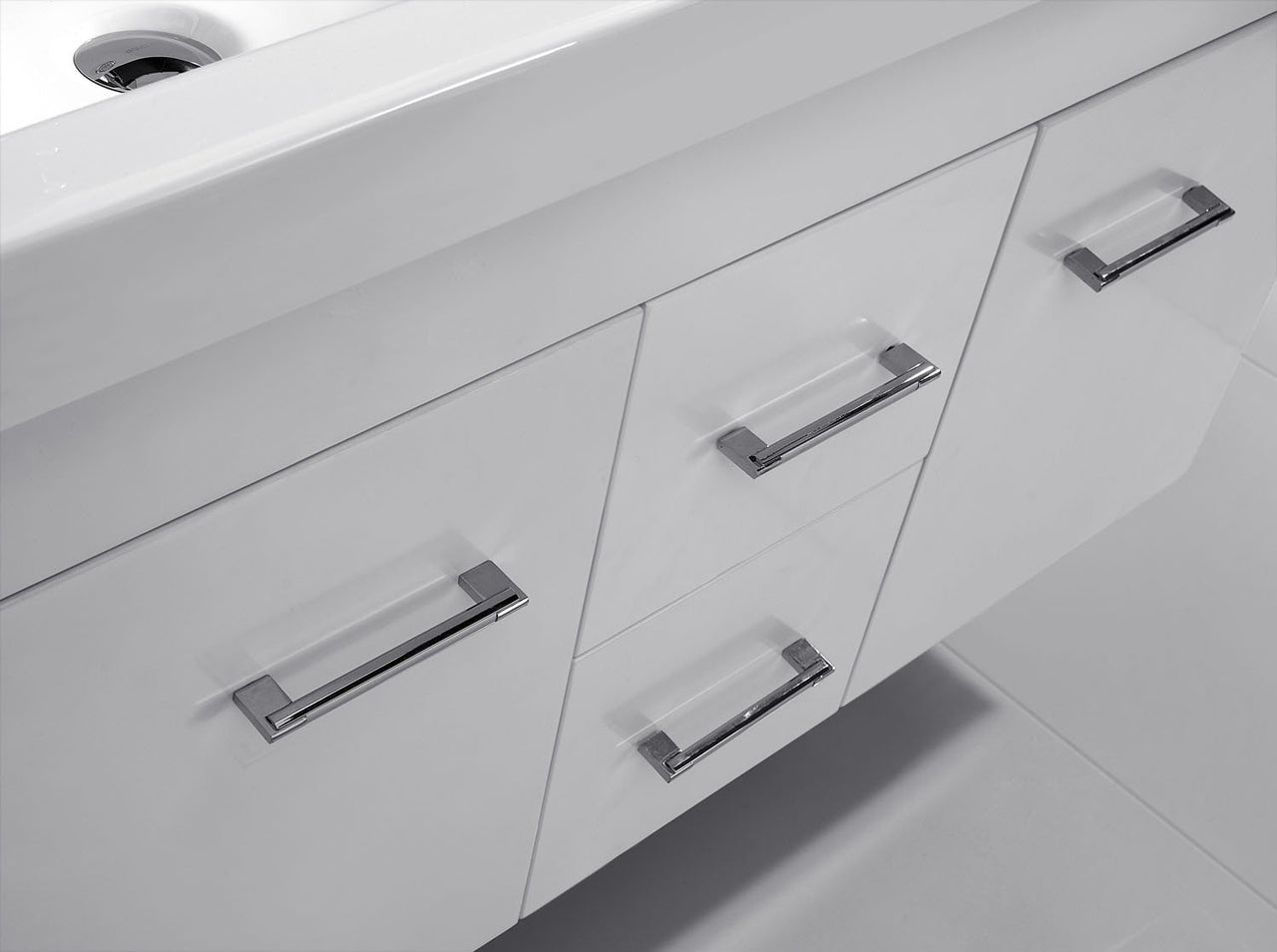 Virtu USA Opal 48" Double Square Sink White Top Vanity in White with Brushed Nickel Faucet and Mirror Vanity Virtu USA 