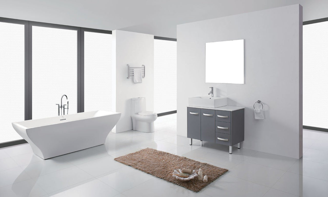 Virtu USA Tilda 36" Single Square Sink Grey Top with Brushed Nickel Faucet and Mirror Vanity Virtu USA 