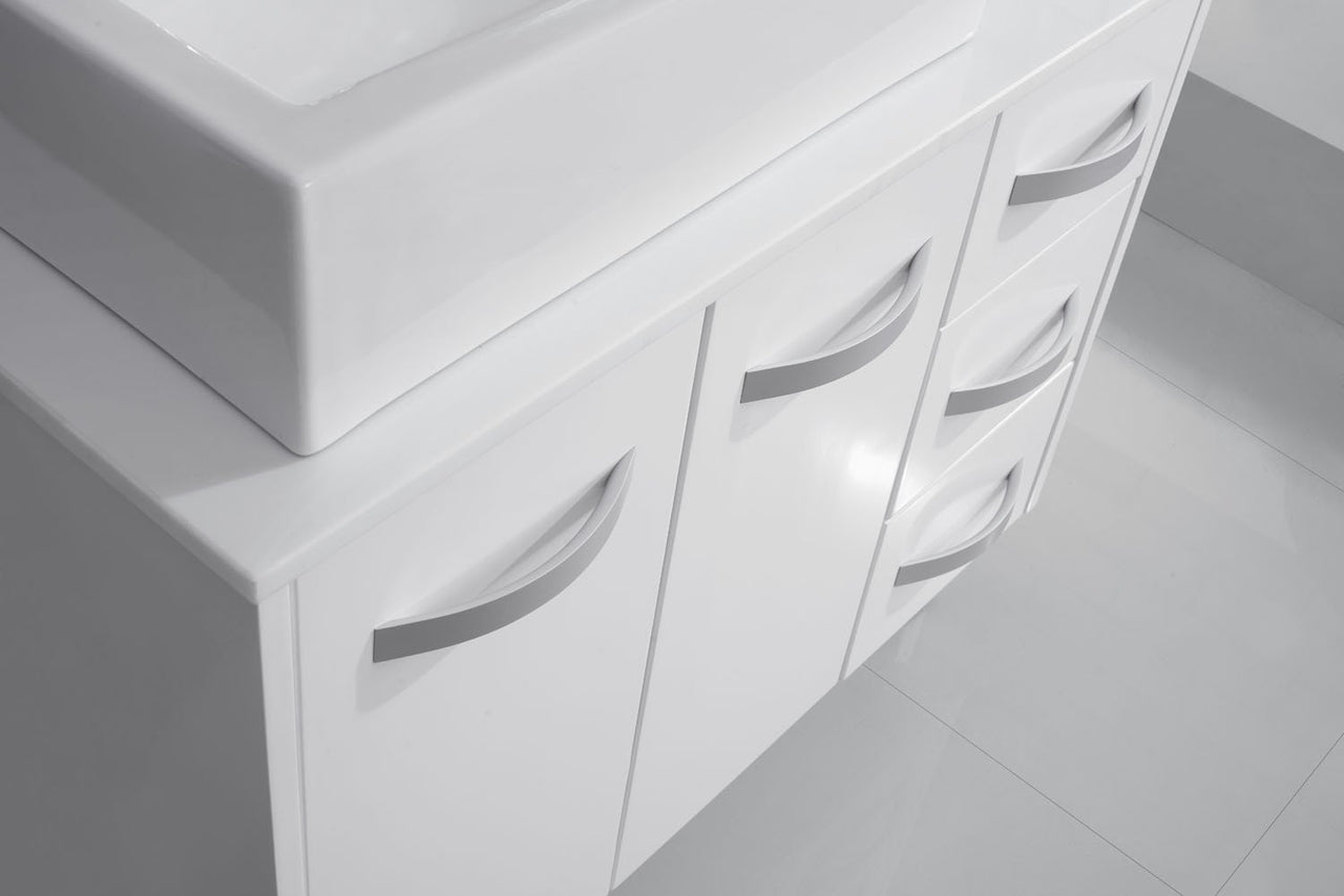 Virtu USA Tilda 36" Single Square Sink White Top with Polished Chrome Faucet and Mirror Vanity Virtu USA 