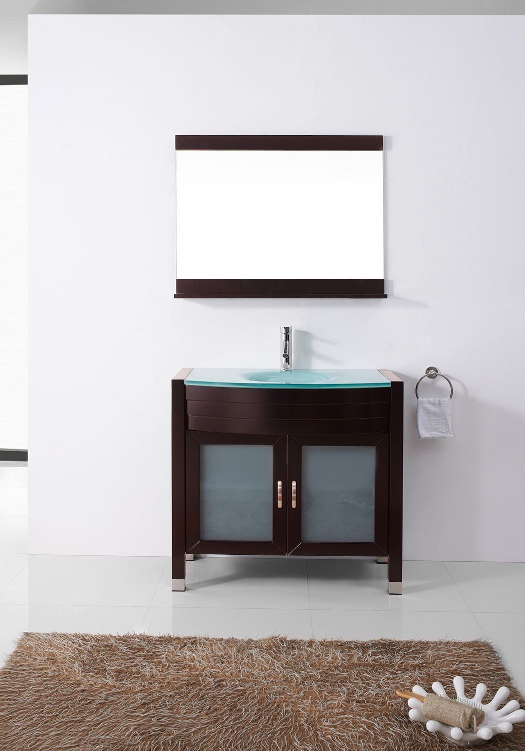 Virtu USA Ava 36" Single Round Sink Espresso Top Vanity with Polished Chrome Faucet and Mirror Vanity Virtu USA 