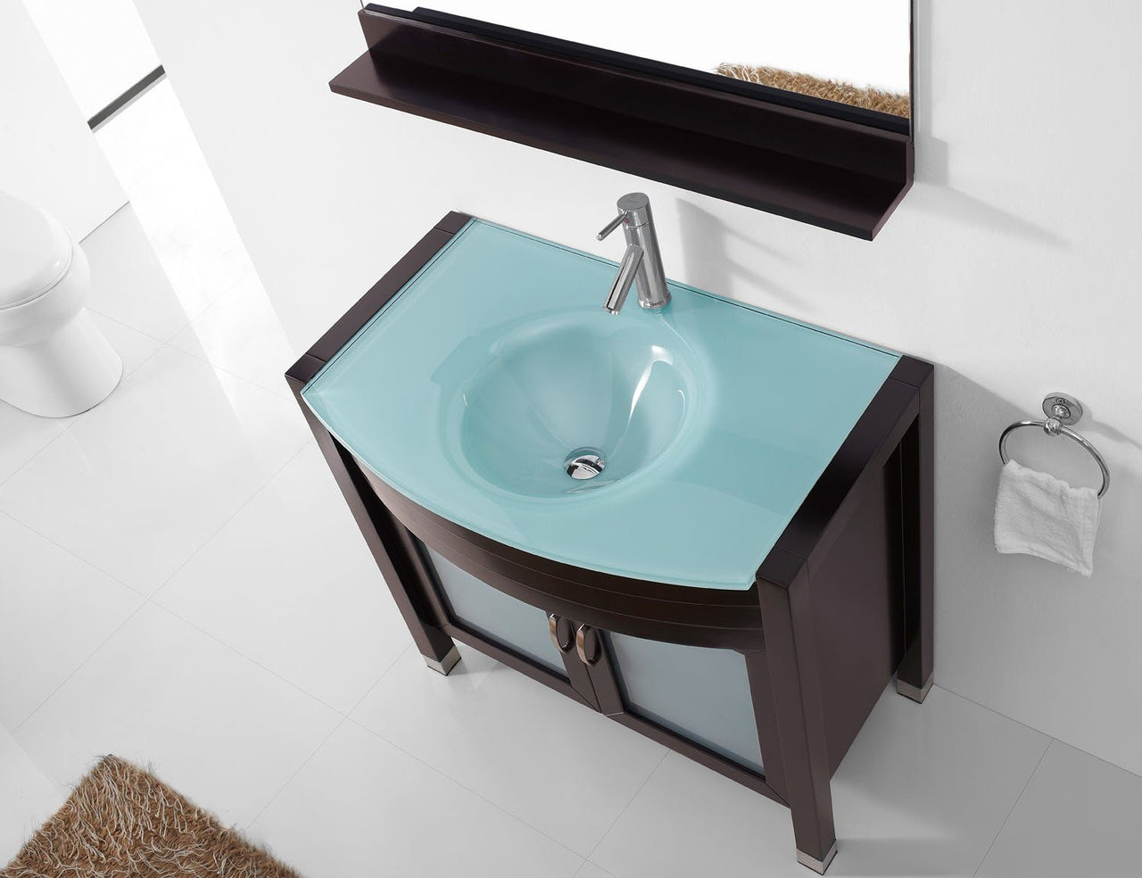 Virtu USA Ava 36" Single Round Sink Espresso Top Vanity with Polished Chrome Faucet and Mirror Vanity Virtu USA 
