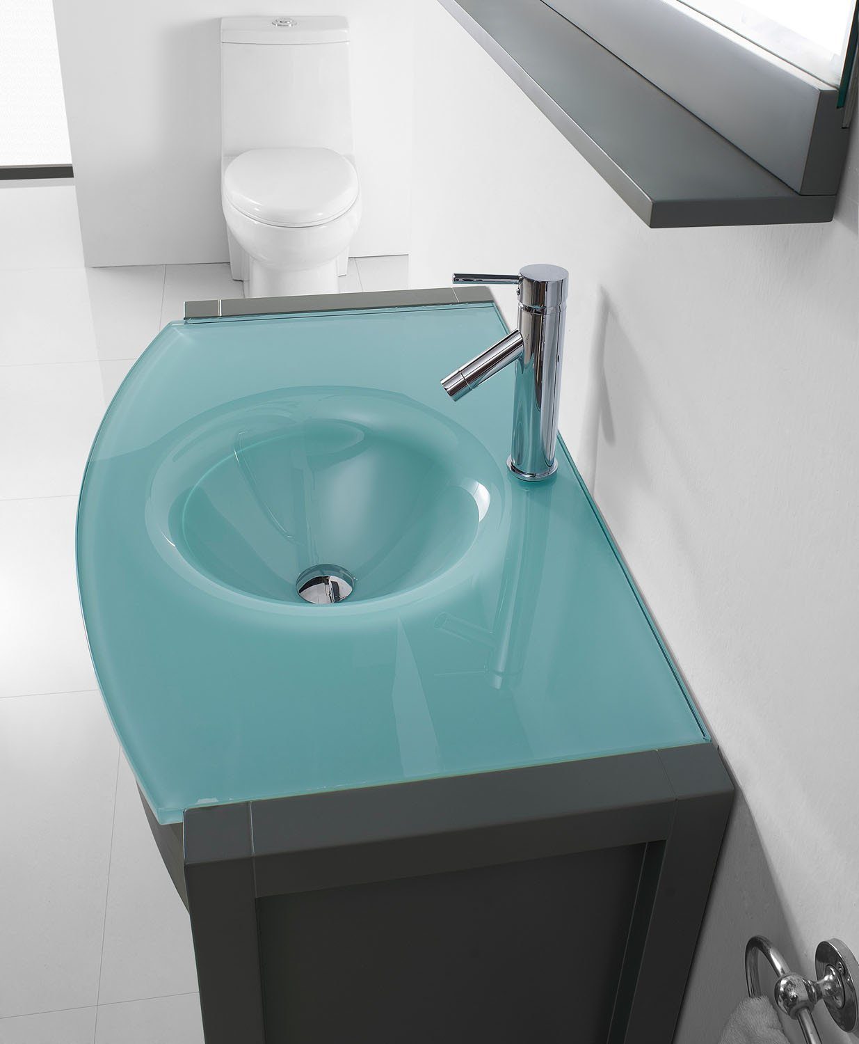 Virtu USA Ava 36" Single Round Sink Grey Top Vanity in Grey with Brushed Nickel Faucet and Mirror Vanity Virtu USA 