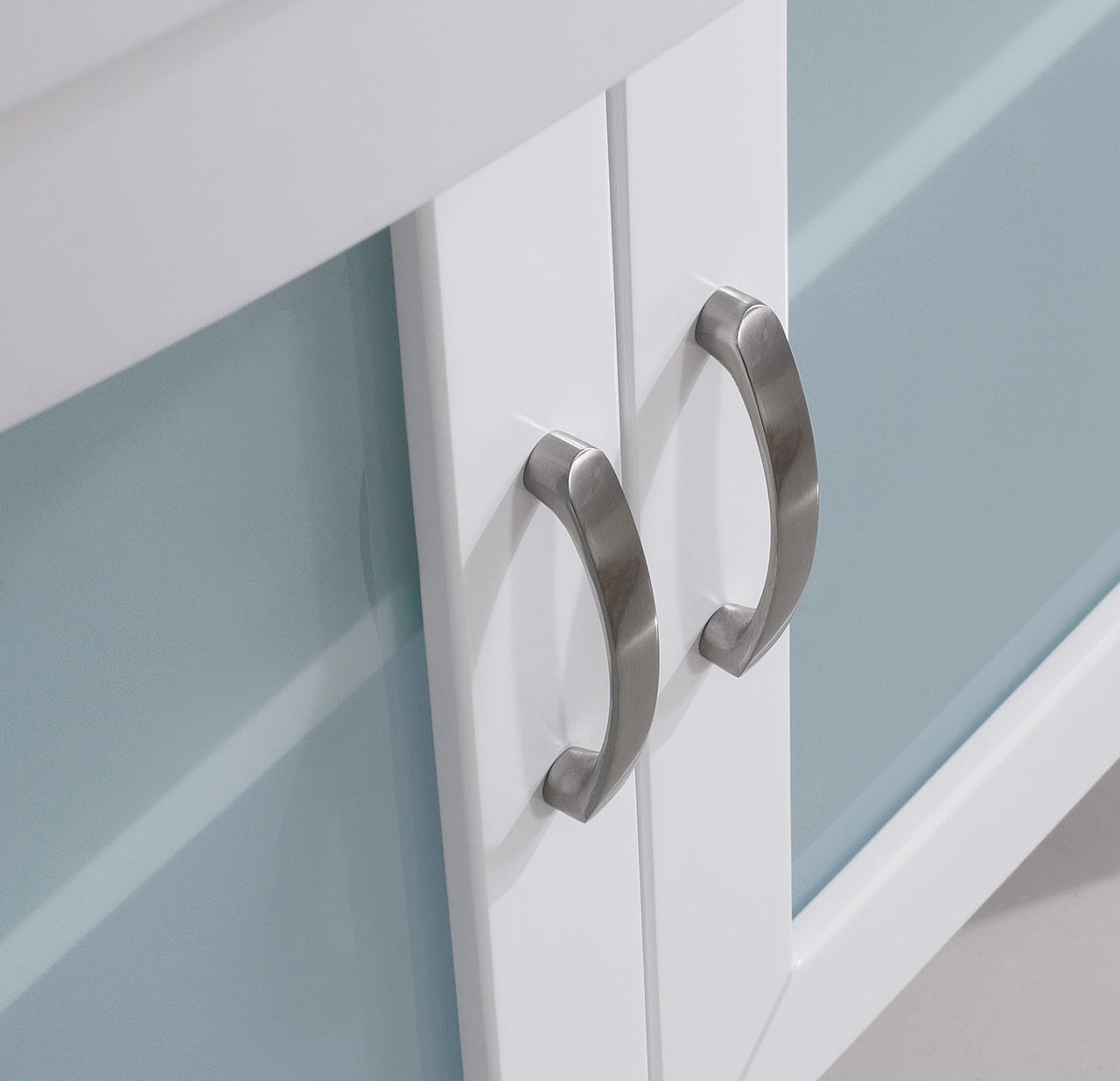 Virtu USA Ava 36" Single Round Sink White Top Vanity in White with Brushed Nickel Faucet and Mirror Vanity Virtu USA 