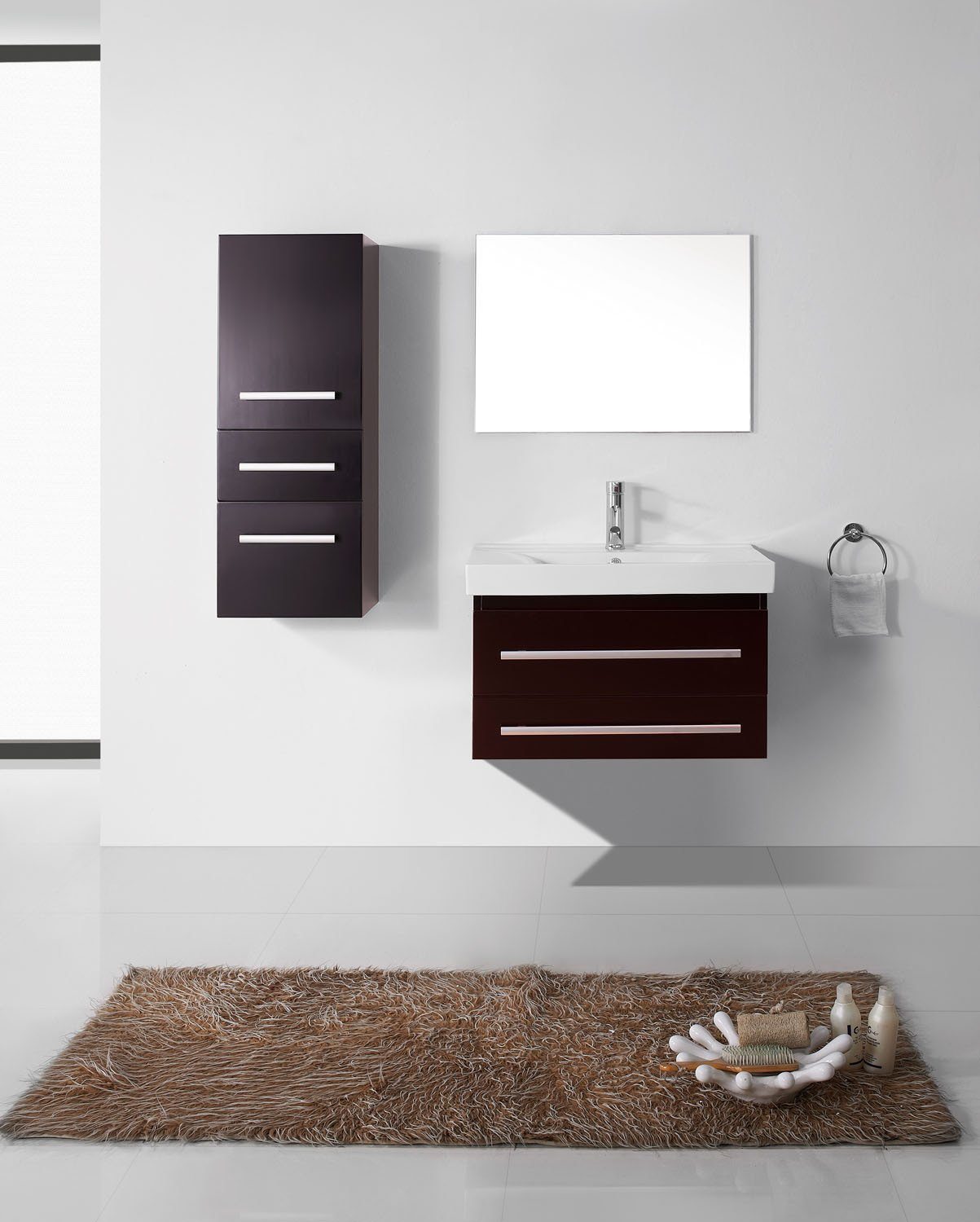 Virtu USA Antonio 29" Single Square Sink Espresso Top Vanity in Espresso with Brushed Nickel Faucet and Mirror Vanity Virtu USA 