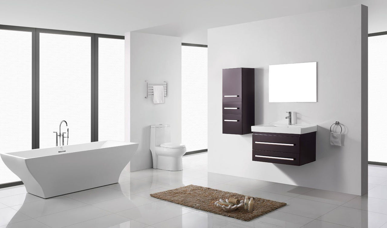 Virtu USA Antonio 29" Single Square Sink Espresso Top Vanity in Espresso with Brushed Nickel Faucet and Mirror Vanity Virtu USA 
