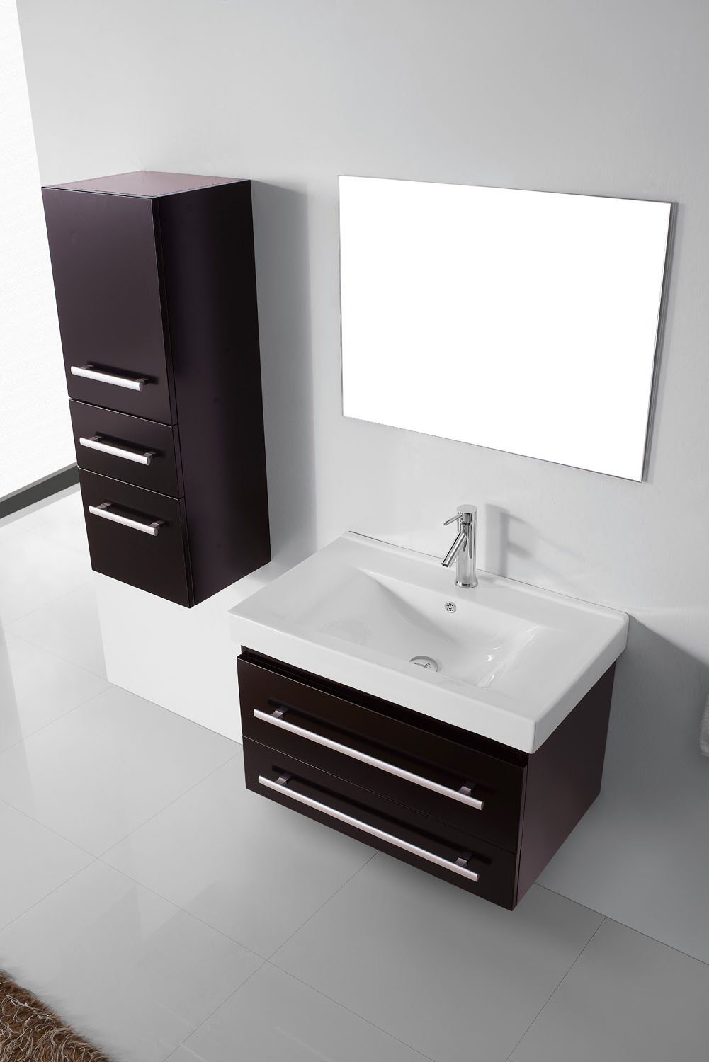 Virtu USA Antonio 29" Single Square Sink Espresso Top Vanity in Espresso with Brushed Nickel Faucet and Mirror Vanity Virtu USA 