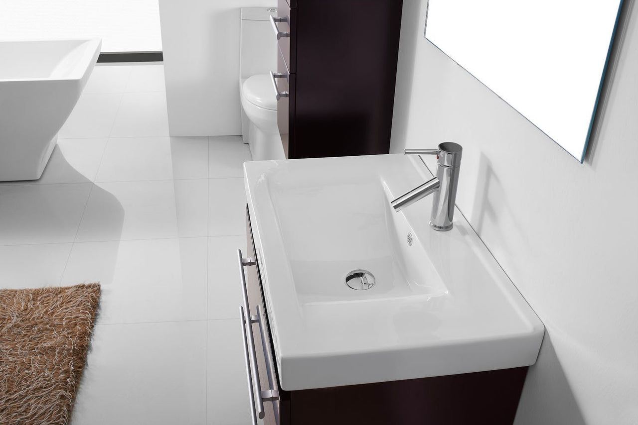 Virtu USA Antonio 29" Single Square Sink Espresso Top Vanity in Espresso with Brushed Nickel Faucet and Mirror Vanity Virtu USA 
