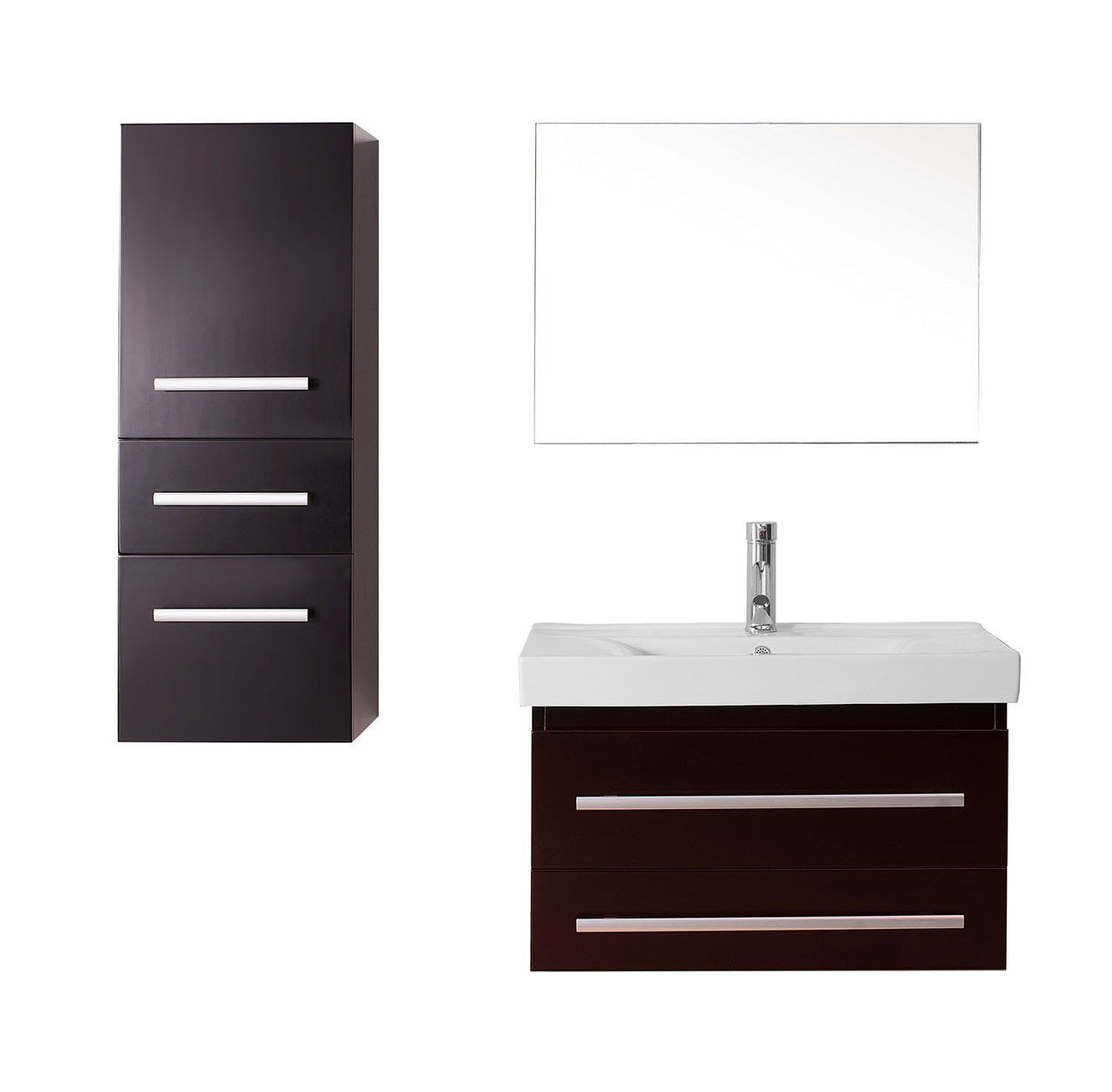 Virtu USA Antonio 29" Single Square Sink Espresso Top Vanity in Espresso with Brushed Nickel Faucet and Mirror Vanity Virtu USA 