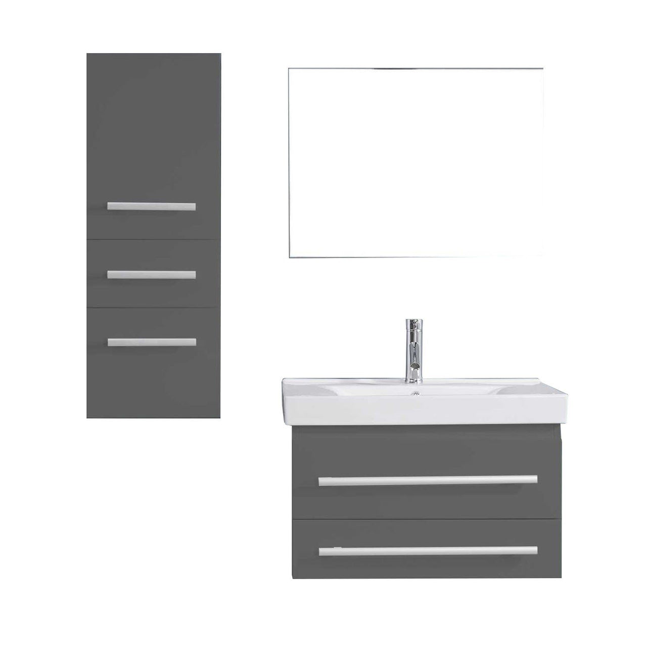 Virtu USA Antonio 29" Single Square Sink Grey Top Vanity in Grey with Brushed Nickel Faucet and Mirror Vanity Virtu USA 