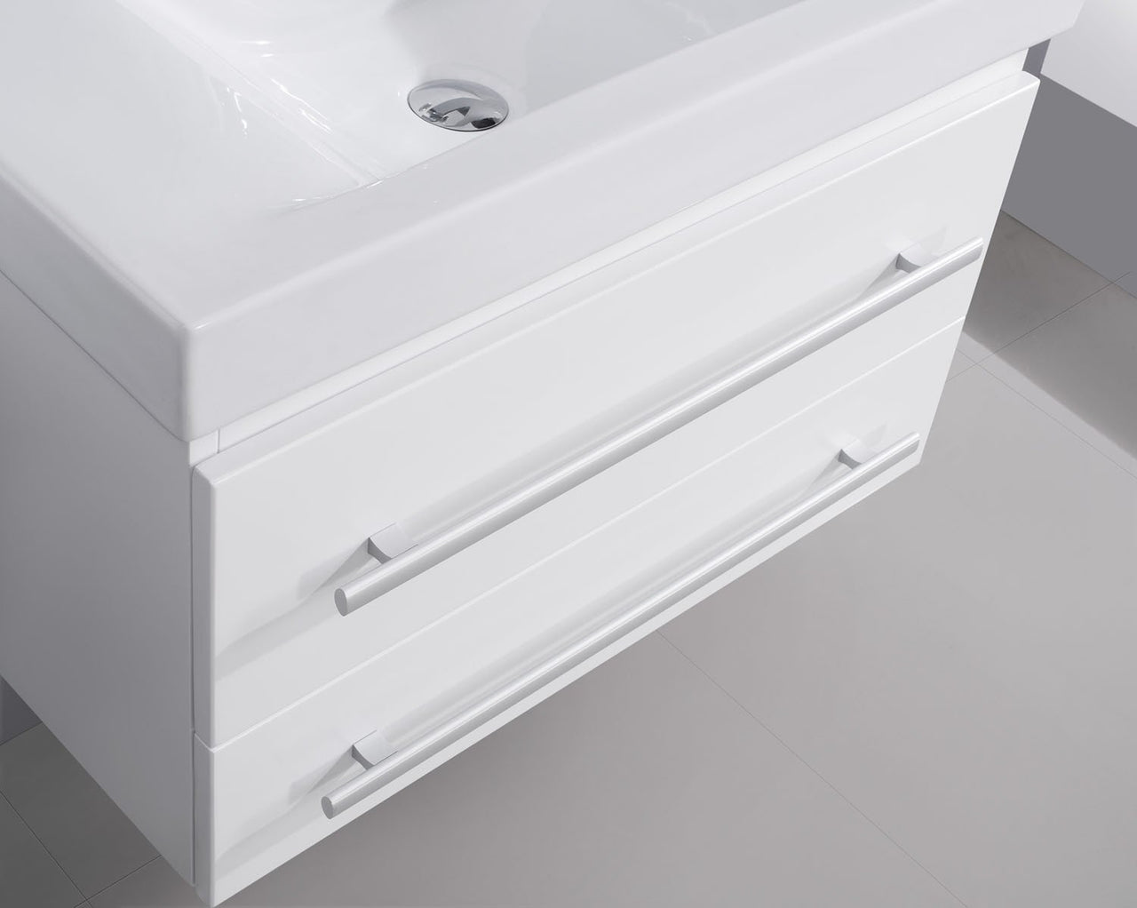 Virtu USA Antonio 29" Single Square Sink White Top Vanity in White with Brushed Nickel Faucet and Mirror Vanity Virtu USA 