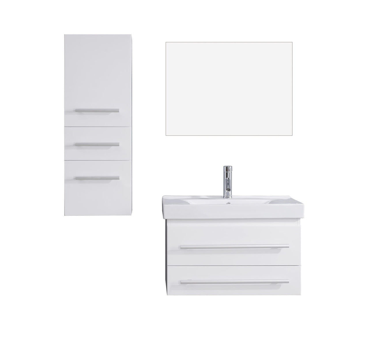 Virtu USA Antonio 29" Single Square Sink White Top Vanity in White with Brushed Nickel Faucet and Mirror Vanity Virtu USA 