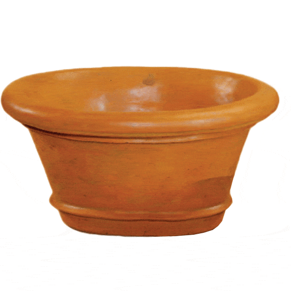 Rolled Rim Oval Pot Cast Stone Outdoor Garden Planter Planter Tuscan 