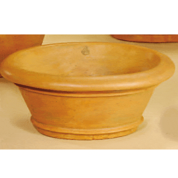 Rolled Rim Oval Pot Cast Stone Outdoor Garden Planter Planter Tuscan 