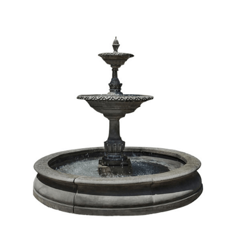 Charleston Outdoor Tiered Garden Fountain in Basin Fountain Campania International 