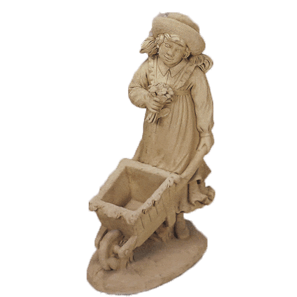 Wheel harrow Girl Asian Collection Statues Tuscan 