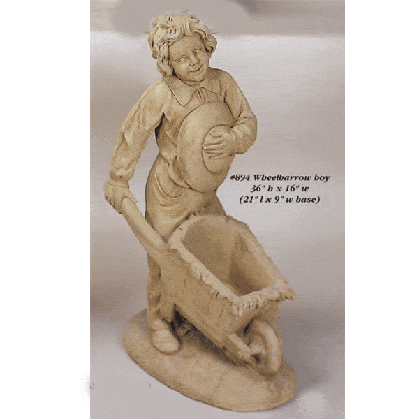 Wheel harrow Boy Asian Collection Statues Tuscan 