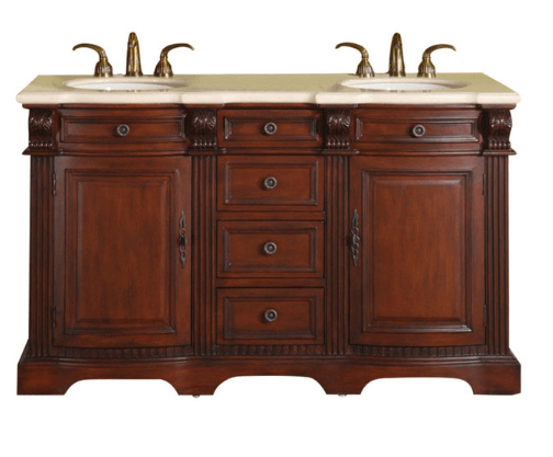 Silkroad 58" Traditional Double Sink Bathroom Vanity Vanity Silkroad Exclusive 