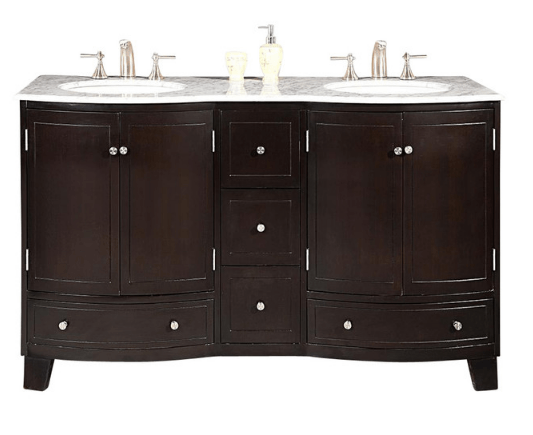 Silkroad 60" Transitional Double Sink Bathroom Vanity Vanity Silkroad Exclusive 