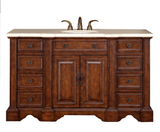 Silkroad 58.5" Traditional Single Sink Bathroom Vanity Vanity Silkroad Exclusive 