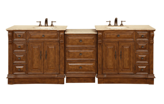 Silkroad 95" Transitional Double Sink Bathroom Vanity Vanity Silkroad Exclusive 