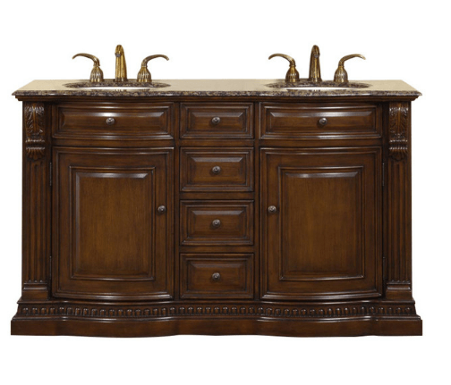 Silkroad 60" Traditional Double Sink Bathroom Vanity Vanity Silkroad Exclusive 