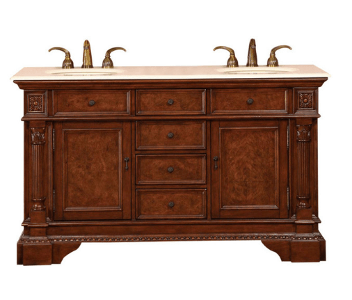 Silkroad 60" Traditional Double Sink Bathroom Vanity Vanity Silkroad Exclusive 