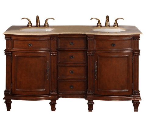 Silkroad 60" Traditional Double Sink Bathroom Vanity Vanity Silkroad Exclusive 