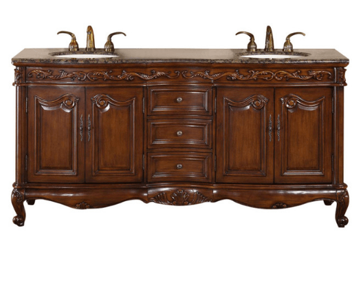 Silkroad 72" Traditional Double Sink Bathroom Vanity Vanity Silkroad Exclusive 