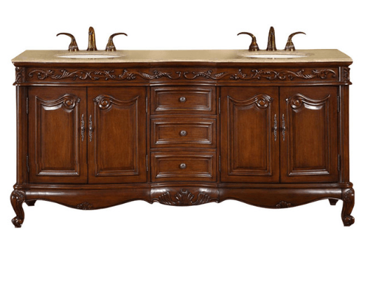 Silkroad 72" Traditional Double Sink Bathroom Vanity Vanity Silkroad Exclusive 