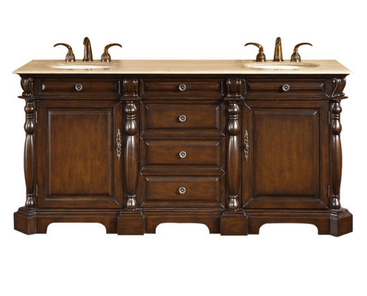Silkroad 72" Traditional Double Sink Bathroom Vanity Vanity Silkroad Exclusive 