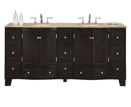 Silkroad 72" Transitional Double Sink Bathroom Vanity Vanity Silkroad Exclusive 