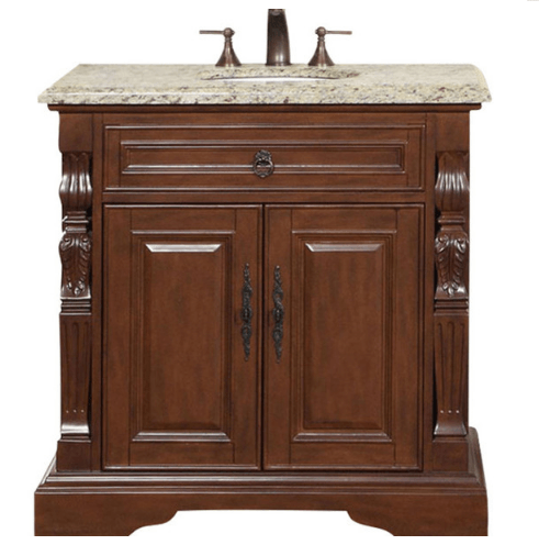 Silkroad 36" Traditional Single Sink Bathroom Vanity Vanity Silkroad Exclusive 